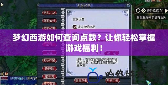 夢幻西游如何查詢點(diǎn)數(shù)？讓你輕松掌握游戲福利！