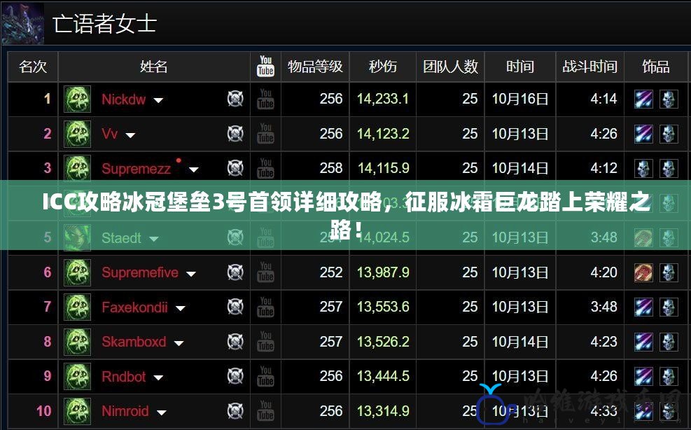 ICC攻略冰冠堡壘3號首領詳細攻略，征服冰霜巨龍踏上榮耀之路！