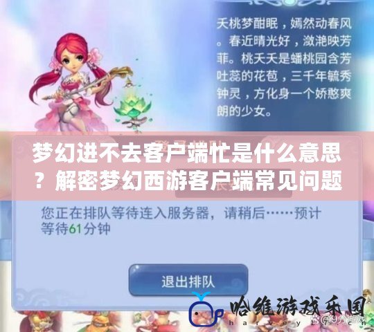 夢幻進不去客戶端忙是什么意思？解密夢幻西游客戶端常見問題及解決辦法