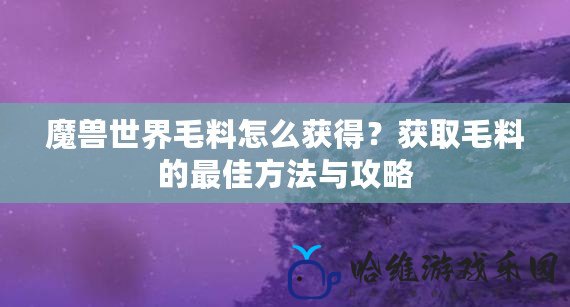 魔獸世界毛料怎么獲得？獲取毛料的最佳方法與攻略