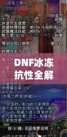 DNF冰凍抗性全解析：打造無懼冰凍效果的絕對實力