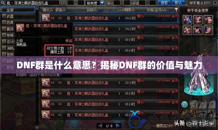 DNF群是什么意思？揭秘DNF群的價值與魅力