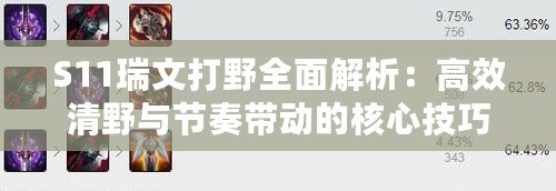 S11瑞文打野全面解析：高效清野與節奏帶動的核心技巧