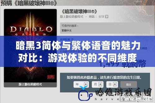 暗黑3簡體與繁體語音的魅力對比：游戲體驗的不同維度