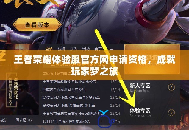 王者榮耀體驗(yàn)服官方網(wǎng)申請(qǐng)資格，成就玩家夢(mèng)之旅