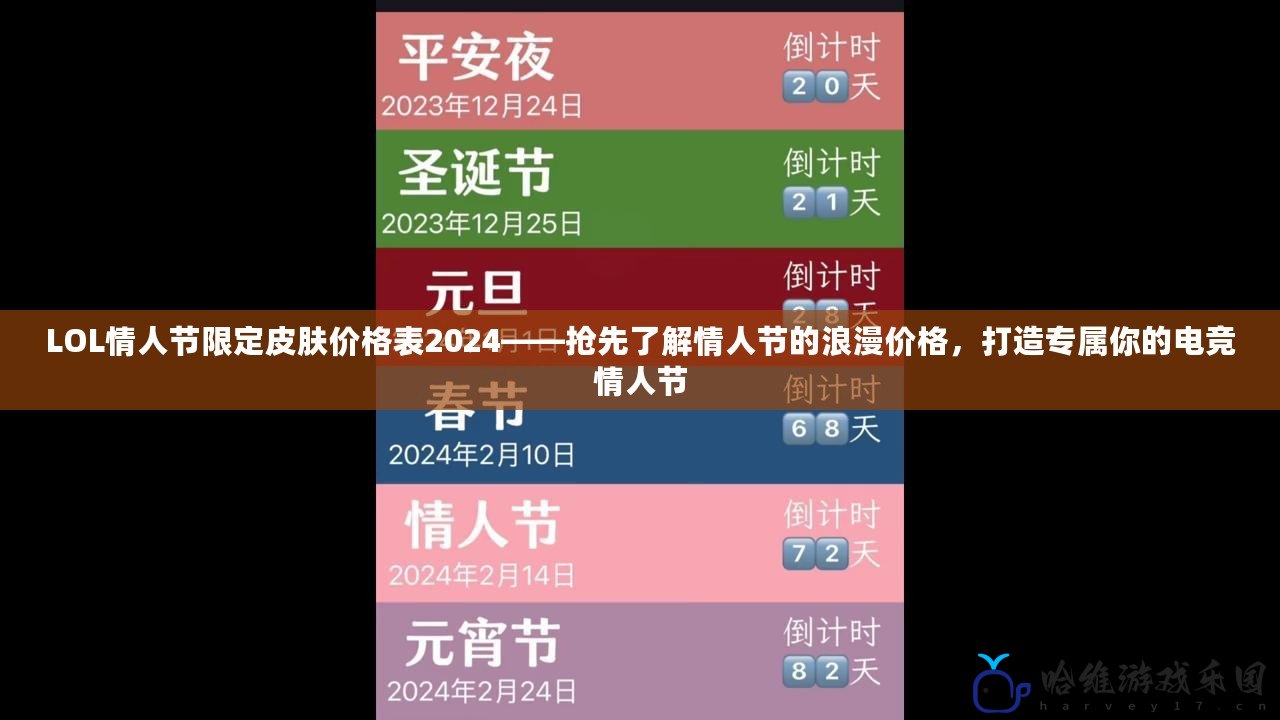 LOL情人節限定皮膚價格表2024——搶先了解情人節的浪漫價格，打造專屬你的電競情人節