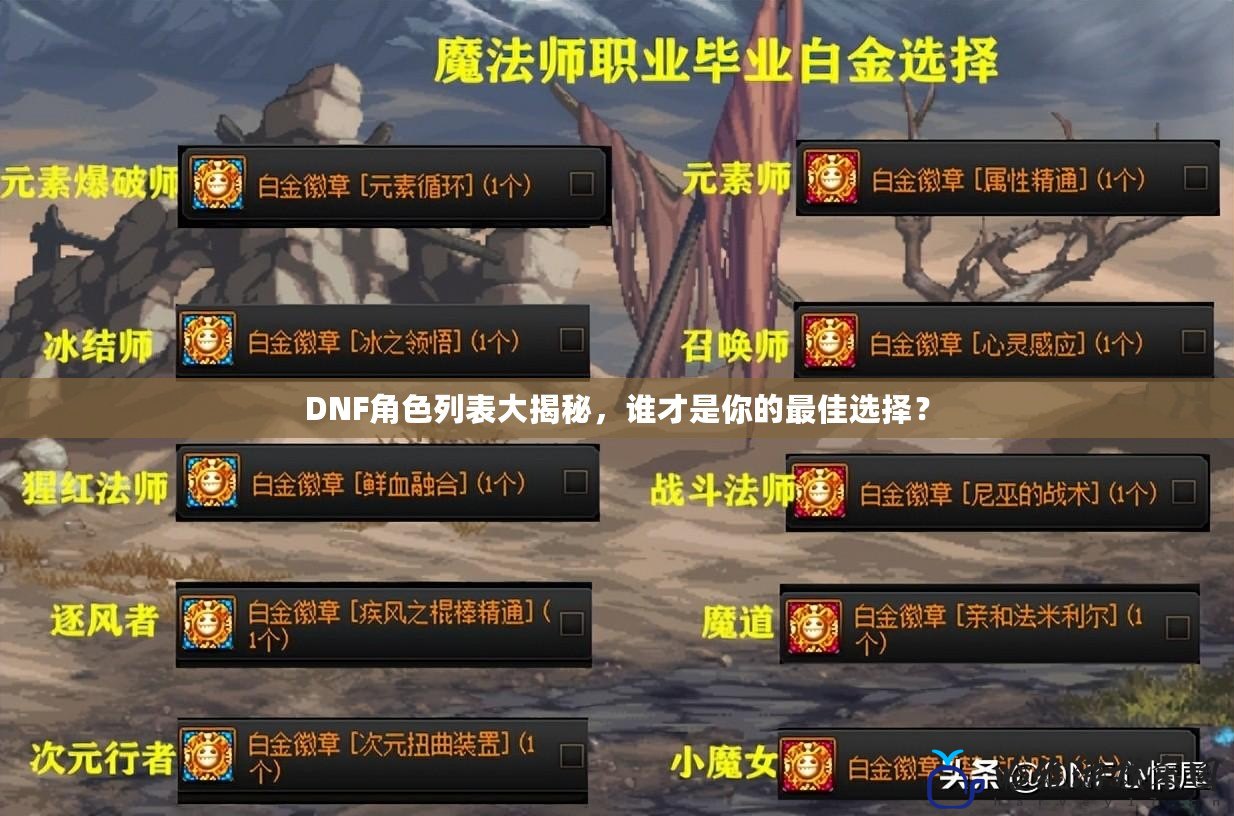 DNF角色列表大揭秘，誰才是你的最佳選擇？