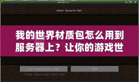 我的世界材質包怎么用到服務器上？讓你的游戲世界煥然一新！