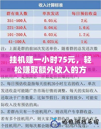 掛機賺一小時75元，輕松賺取額外收入的方法