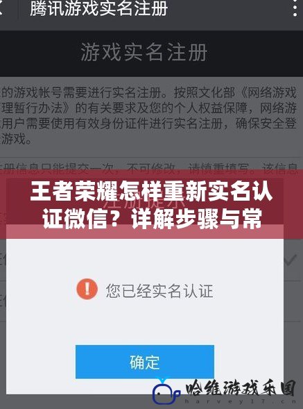 王者榮耀怎樣重新實名認證微信？詳解步驟與常見問題