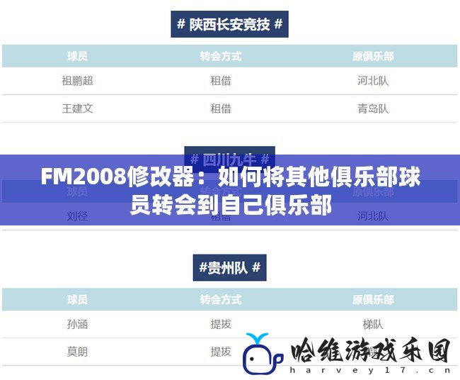 FM2008修改器：如何將其他俱樂部球員轉(zhuǎn)會(huì)到自己俱樂部