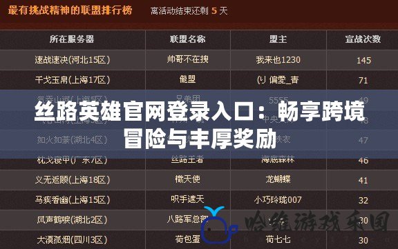 絲路英雄官網登錄入口：暢享跨境冒險與豐厚獎勵