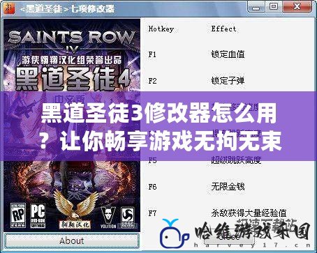 黑道圣徒3修改器怎么用？讓你暢享游戲無拘無束的秘籍！