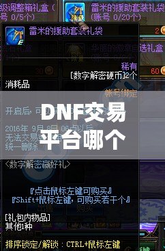 DNF交易平臺哪個好點？讓你輕松暢游地下城，盡享游戲樂趣！