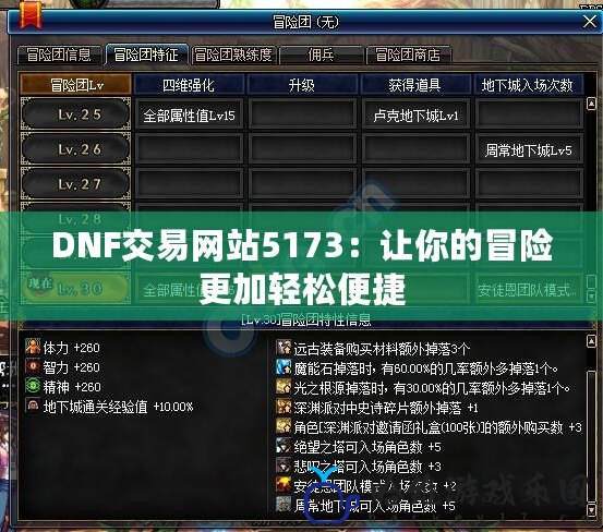 DNF交易網站5173：讓你的冒險更加輕松便捷