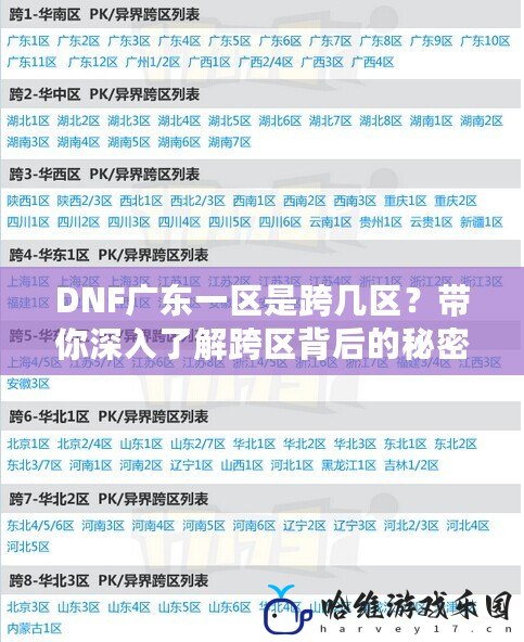 DNF廣東一區是跨幾區？帶你深入了解跨區背后的秘密