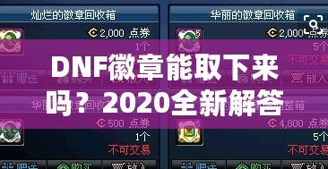 DNF徽章能取下來嗎？2020全新解答，揭開徽章背后的秘密！