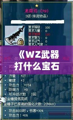 《WZ武器打什么寶石？全面解析，讓你武裝自己，輕松獲得極品裝備》